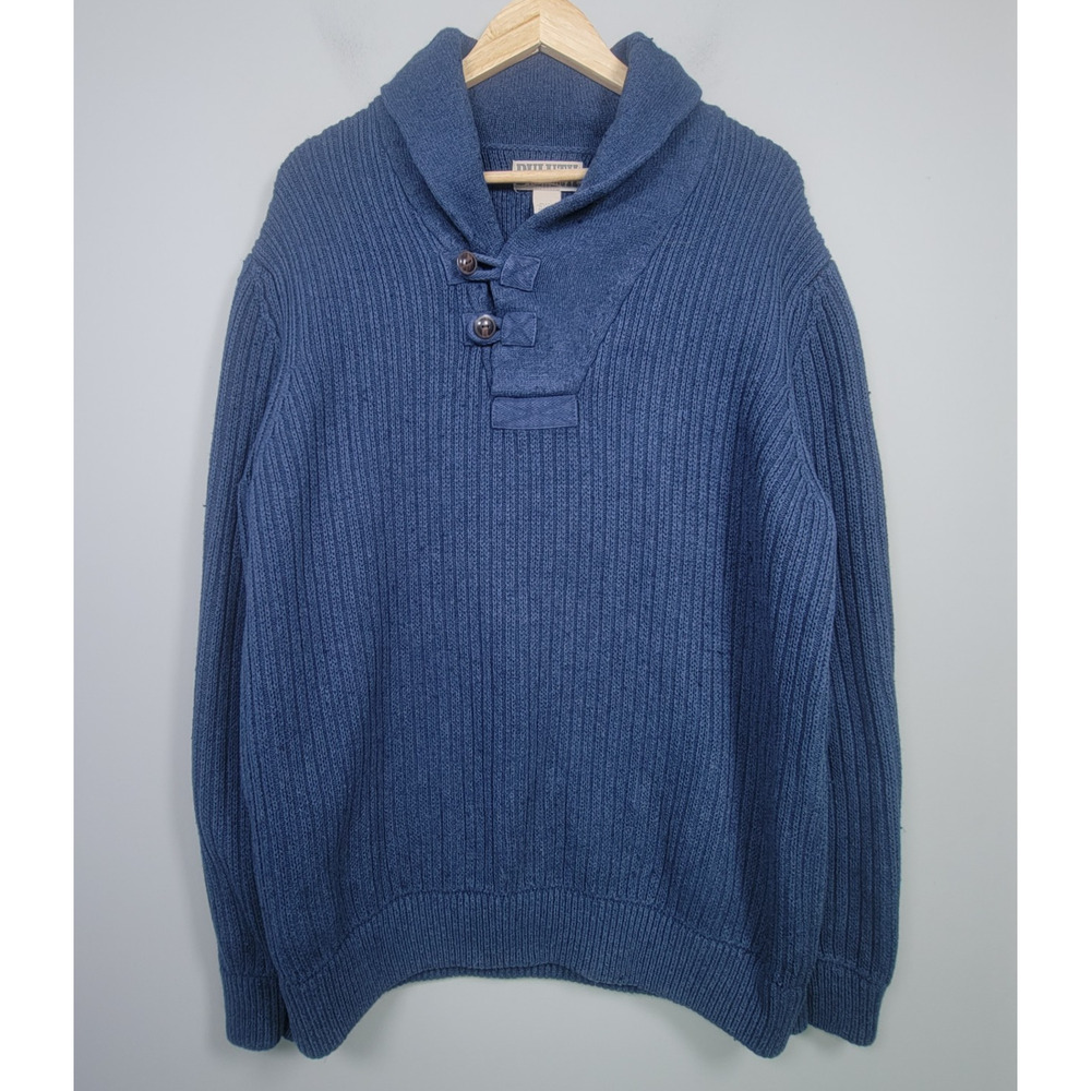 Duluth Trading Co Men’s XL Tall Blue Ribbed Shawl Collar Sweater
